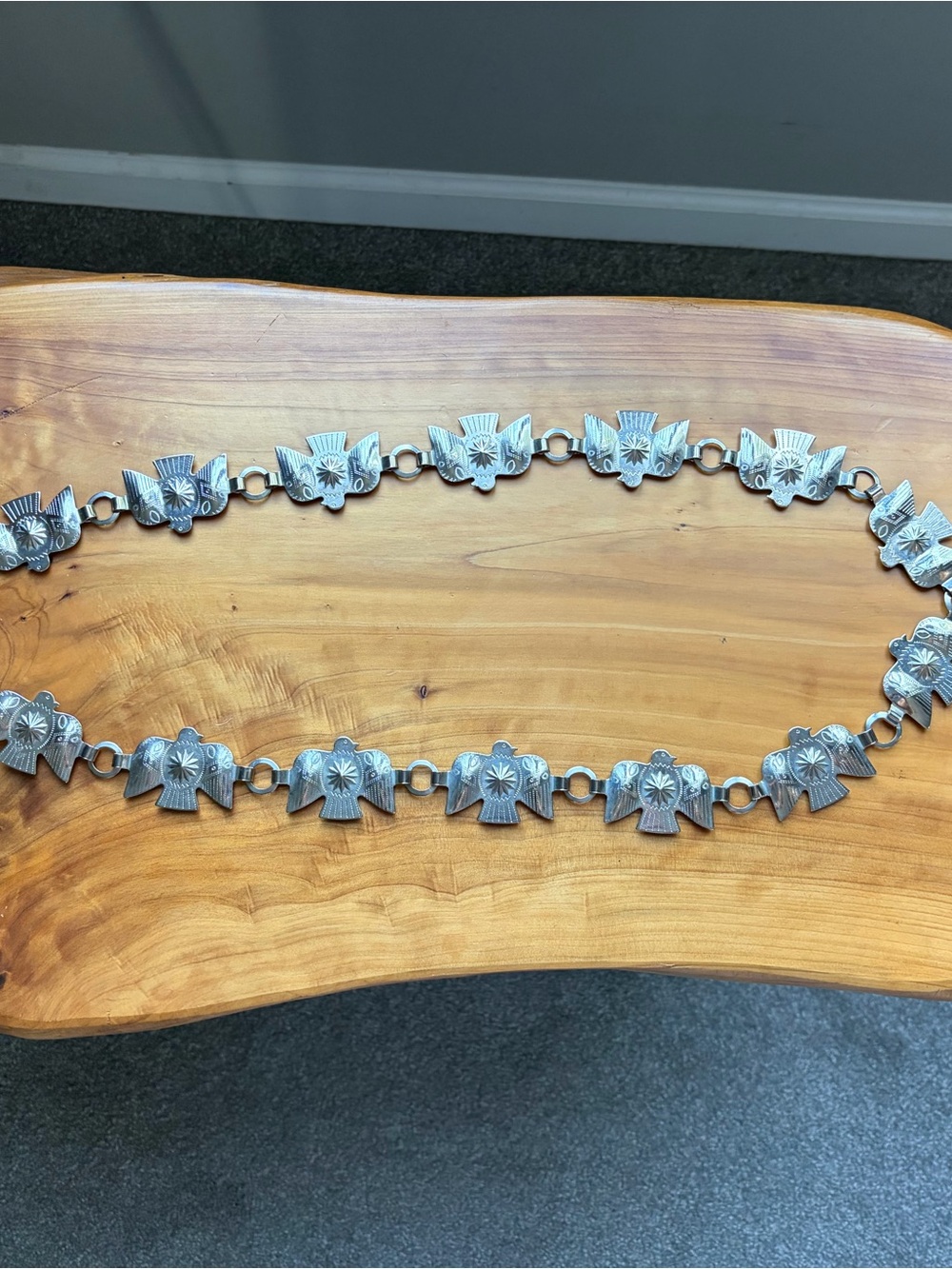 Silver Southwestern Thunderbird Concho Belt -  Decorative Western Link Belt